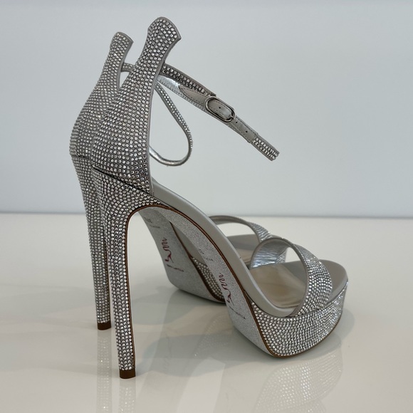 RENE CAOVILLA SILVER CRYSTAL PLATFORM SANDALS SIZE US 7.5 / IT 37.5 NIB! - Picture 4 of 17